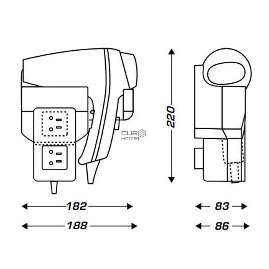 Hair Dryer Front Mount With Socket